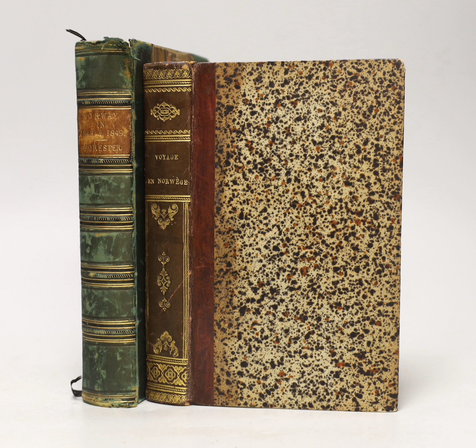 Fabricus, Jean-Chretien - Voyage en Norwége, avec Observations sur l'Histoire Naturelle et l'Histoire Naturelle et l'Economie...old calf backed marbled boards, gilt decorated spine. Paris and Strasbourg, 1802; Forester,